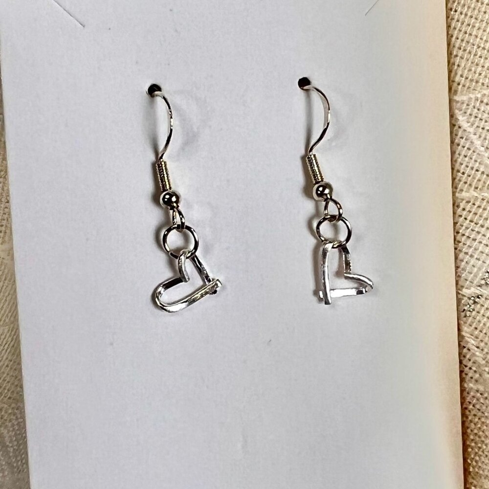 NEW 925 Sterling Silver Handmade Heart Earrings, Dainty Earrings, Heart Earrings